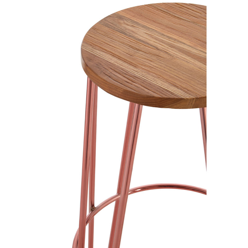 McMahon Counter Stool with Metal Frame, Rose Gold