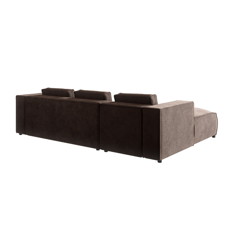  Cord Corner Chaise Sofa, Left Hand Facing, Dark Brown