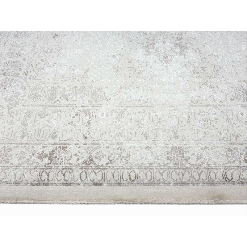 Tapis gris en polypropylène tissé à la machine Carlla, Rectangle 8 pi 10 po x 12 pi