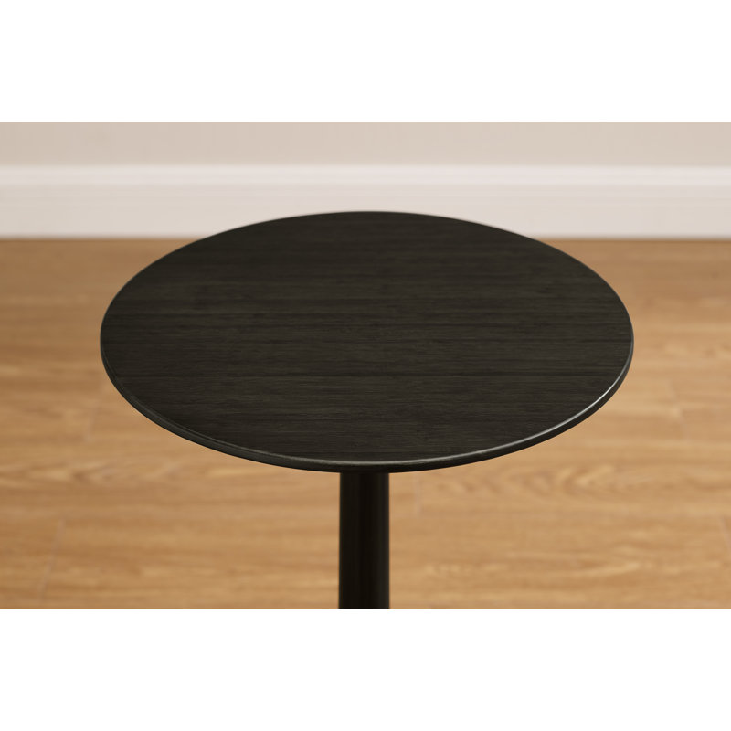 Solid Wood Pedestal End Table, Satin Black