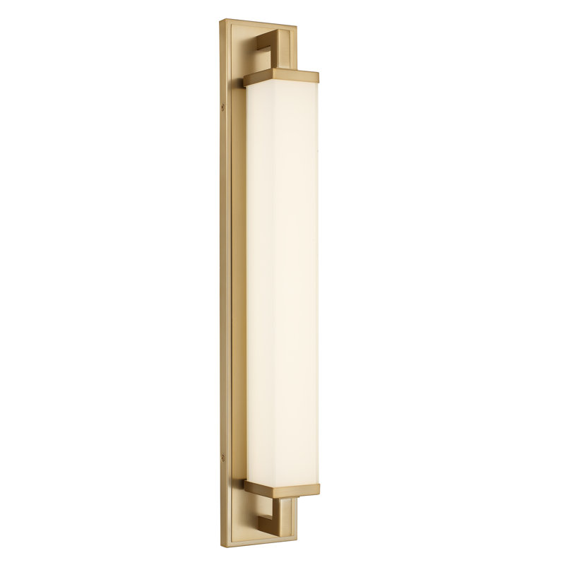 Barre d'éclairage intégrée pour meuble-lavabo à DEL, H 4,5 po x l 28 po x P 4 po, Laiton antique