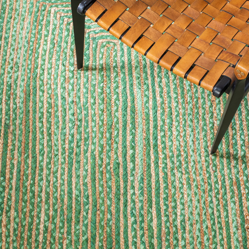 Tapis vert tissé à la main Demartini, Carré 5 pi