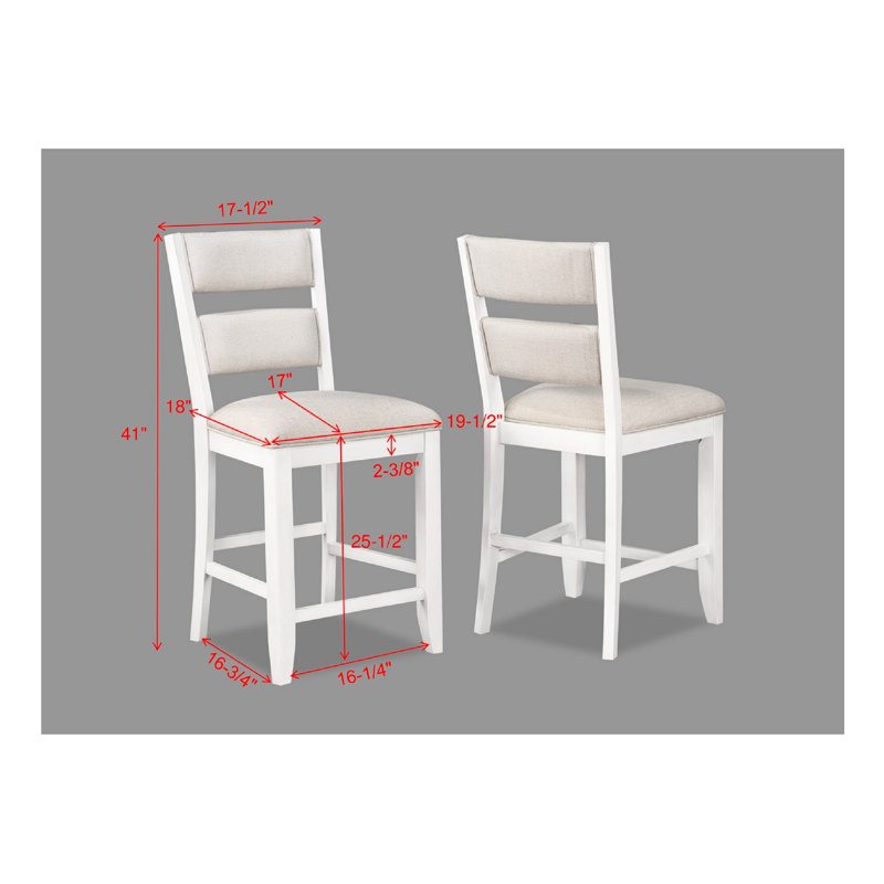 Chaises de salle à manger 2 pièces avec siège et dossier rembourrés pour tables à hauteur de comptoir, Blanc, Blanc