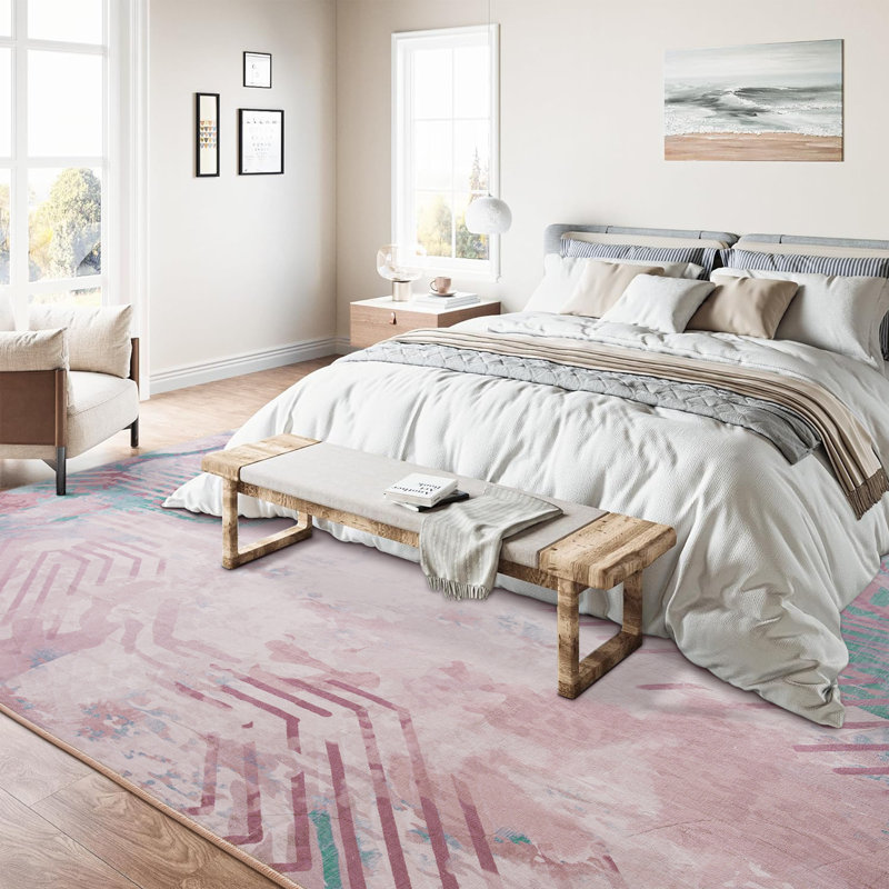 Groner Modern Abstract Carpet Indoor Washable Rug Non-Slip Soft Small Area Rug Thin Print For Home Decor, Rectangle 6' x 9'