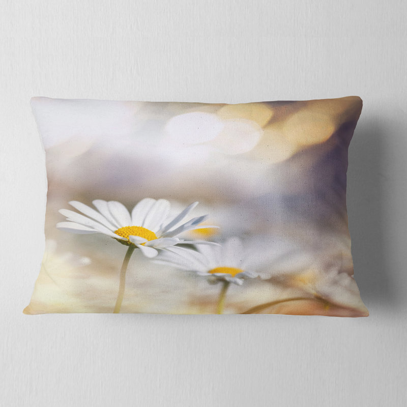 Coussin lombaire en fond floral chamomiles