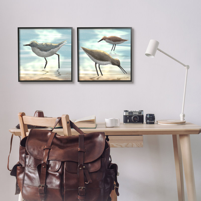 «Dawning Friends Sandpiper Coast» par Marcus Prime, ensemble de 2 impressions sur bois, H 17 po x l 34 po x P 1,5 po