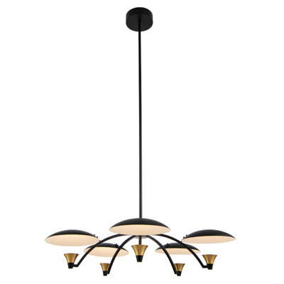 Redding 31-in Gold/Matte Black Chandelier