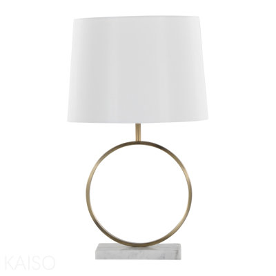 Contemporary Table Lamp In White Marble, Gold Metal And White Shade