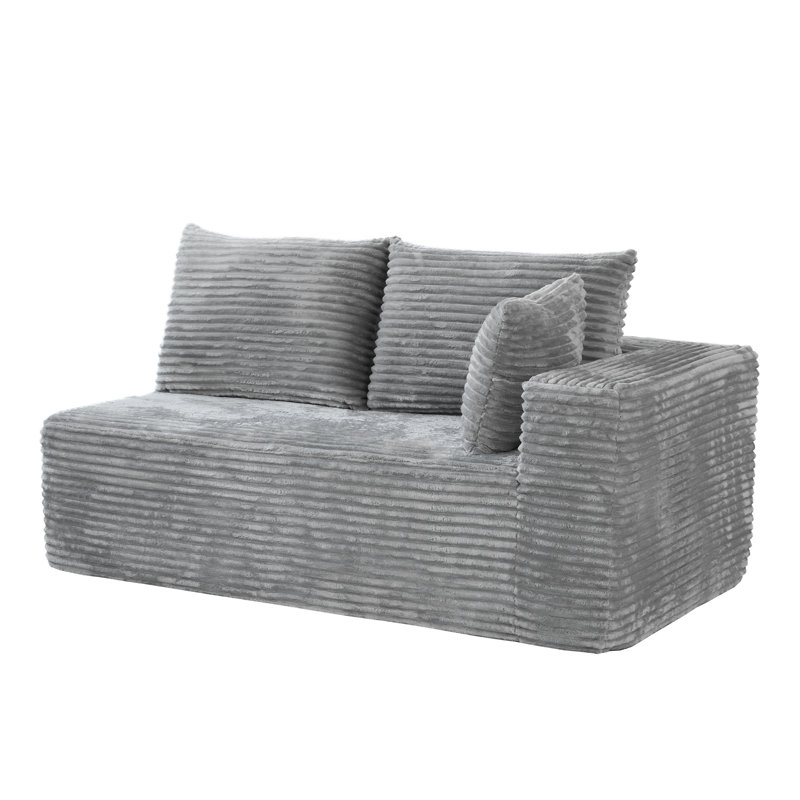 Arub Modern Modular Cloud Plush Corduroy Fabric Right-Arm Compression Sofa ,No Assembly Required, Grey
