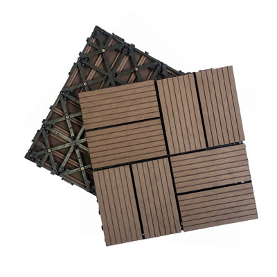Ensemble de tuiles de terrasse en bois et en plastique composite de 20 pièces