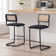 Ambrine Upholstered Boucle Counter & Bar Stool with Cane Rattan Back