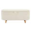 Repose-pieds élégant avec rangement en tissu Sherpa rembourré avec pieds en bois, banc de rangement pour chambre à coucher, salon, blanc