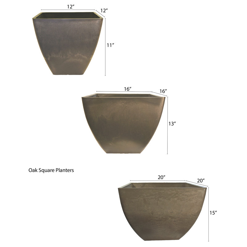 Pot à fleurs en plastique Mary, H 15 po x l 20 po x P 20 po, Chêne