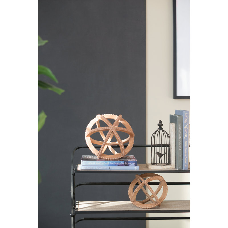 Delaney Decorative Ball Table Accent with Bead Trim, 8.7" H x 8.7" W x 8.7" D