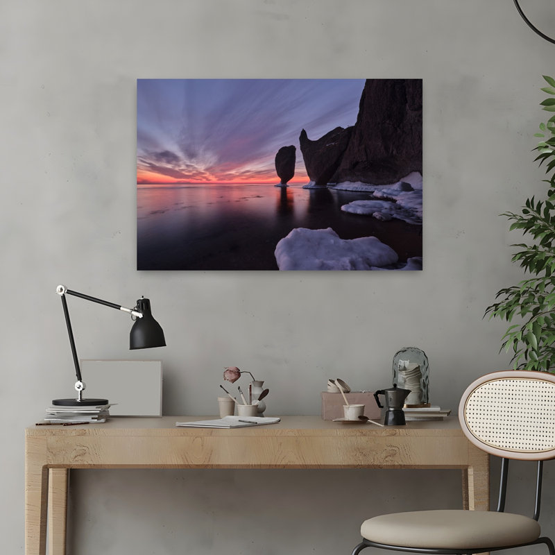 Twilight Sea Stacks Colorful Dramatic Serene Coastal Landscape Wall Art Print 1 Piece Wrapped Canvas Wall Art
