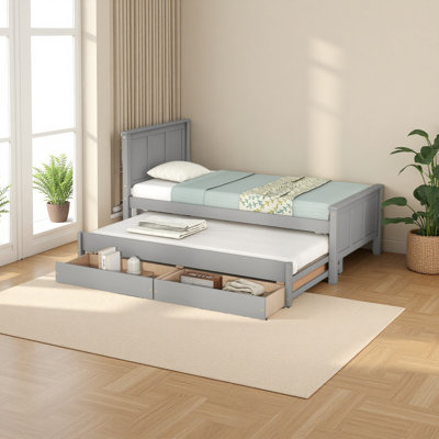 Lit plateforme simple avec lit gigogne et tiroirs