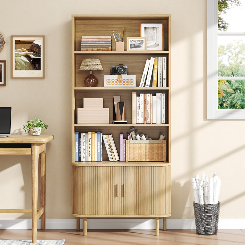 Bibliothèque de 71 po de hauteur avec armoire de rangement, Oak