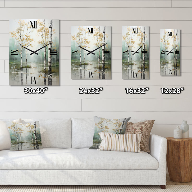 Horloge murale Birch Woods Ethereal Elegance IV, Très grand
