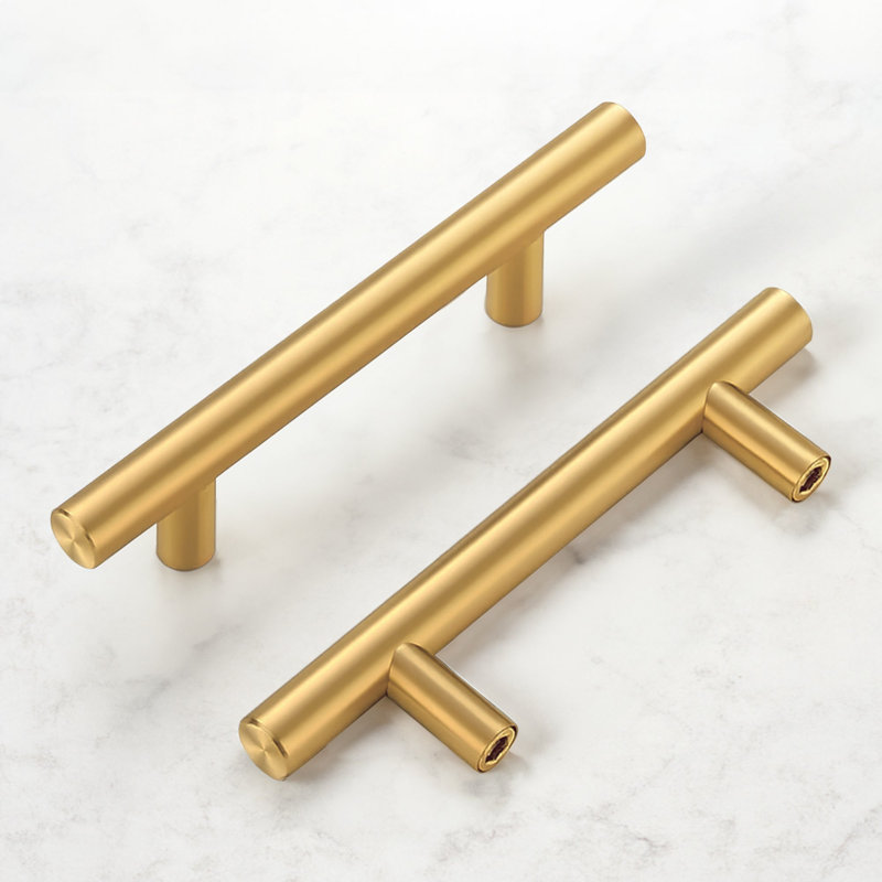 Stainless Steel Cabinet Handle Pull – 5 Inch, Modern T-Bar Design, Brushed Finish, 3 Inch Hole Centre, Gold