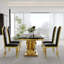 Ensemble de table de salle à manger luxueux noir et or avec 6 chaises de salle à manger en velours noir-276277712