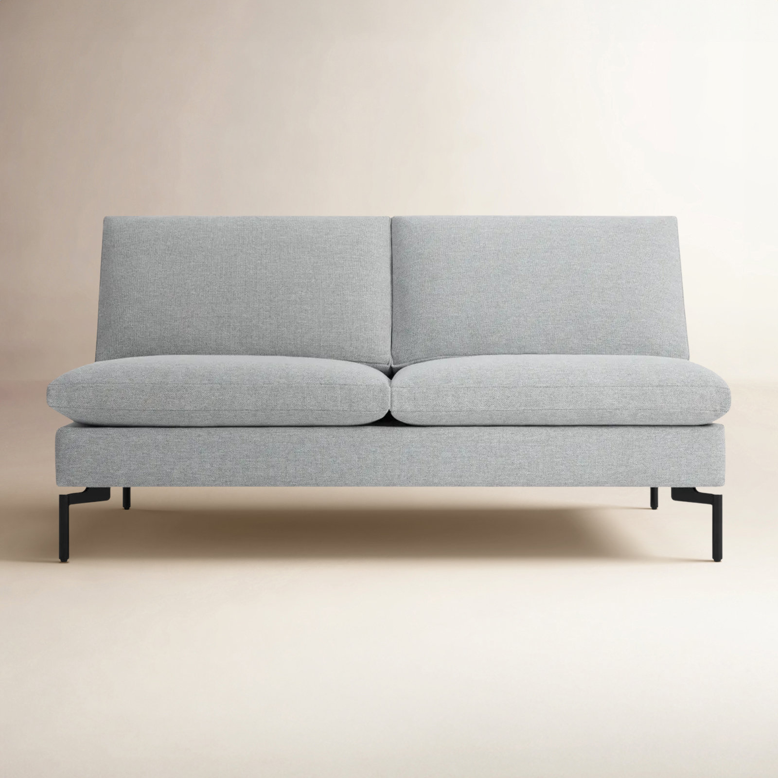New Standard 60'' Upholstered Loveseat, Maharam Meld in Panda Polyester Blend, Black