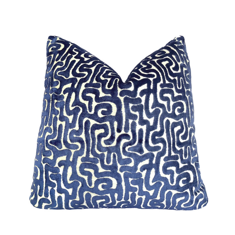 Housse de coussin Velvet Maze, Carré 22 po, Marine