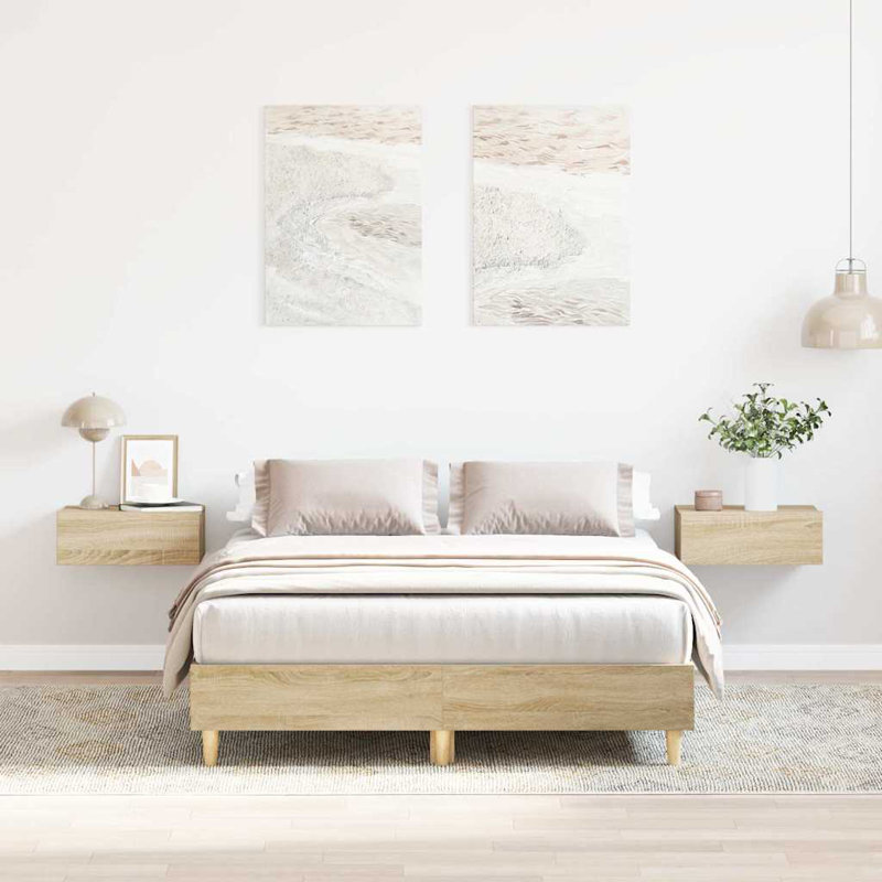 Bed Frame No Mattress Engineered Wood, 123 x 203cm, Sonoma Oak