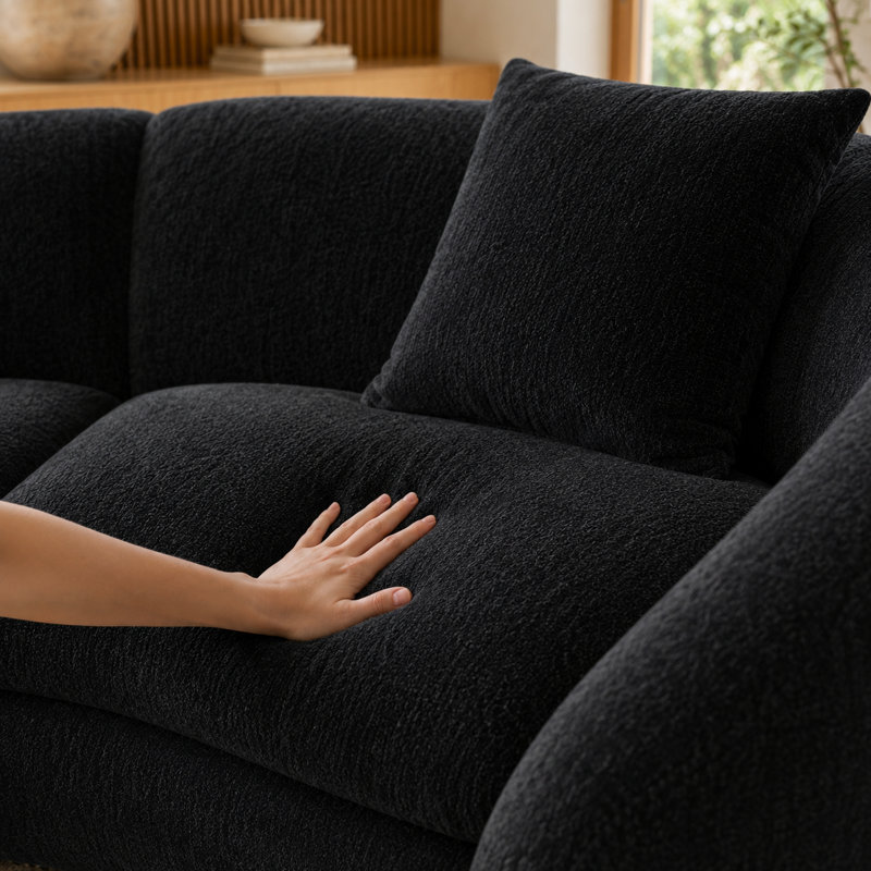 Canapé modulaire courbé de 126 po, Polyester noir