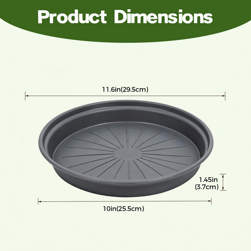 Paquet de 6 soucoupes pour plantes robustes - 30 cm (12 pouces) de plateaux ronds en plastique imperméables pour plantes d'intérieur en pot, égouttoirs noirs