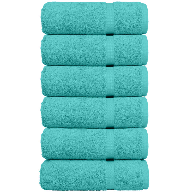 Ensemble de 6 serviettes en coton Wellston, Bleu Aqua