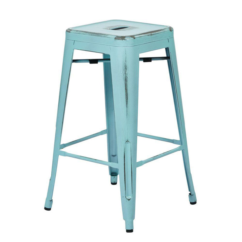 Tabouret de bar de terrasse vieilli 30" Grose, Rouge