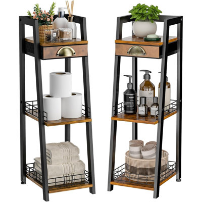 3-Tier Narrow Bathroom Shelves with Drawer