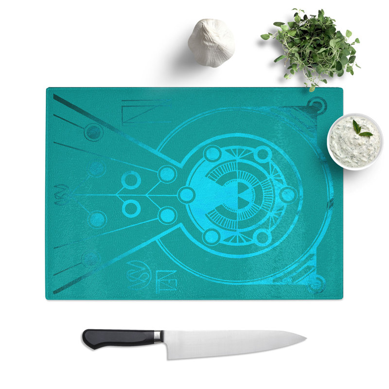 Abstract Twilight Shapes Chopping Board, 0.4cm H x 20cm W x 28.5cm L