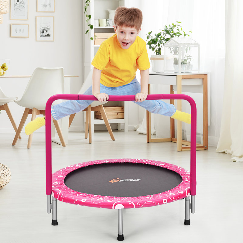 Wang Freeport Park ft Round Kid / Toddler Trampoline with Handlebar, Black