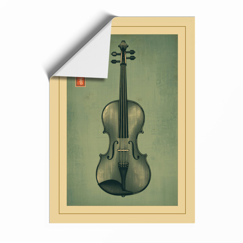 Violin in Silence Japandi - Framed Print, Unframed, A2 - 59.4 x 42.0 cm