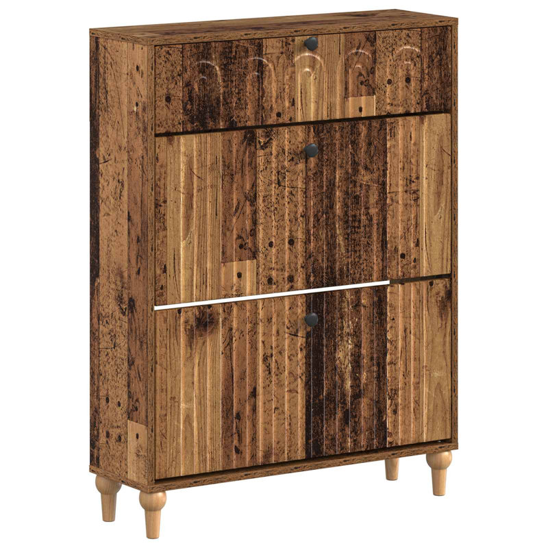 Flip Down Shoe Storage, Old Wood