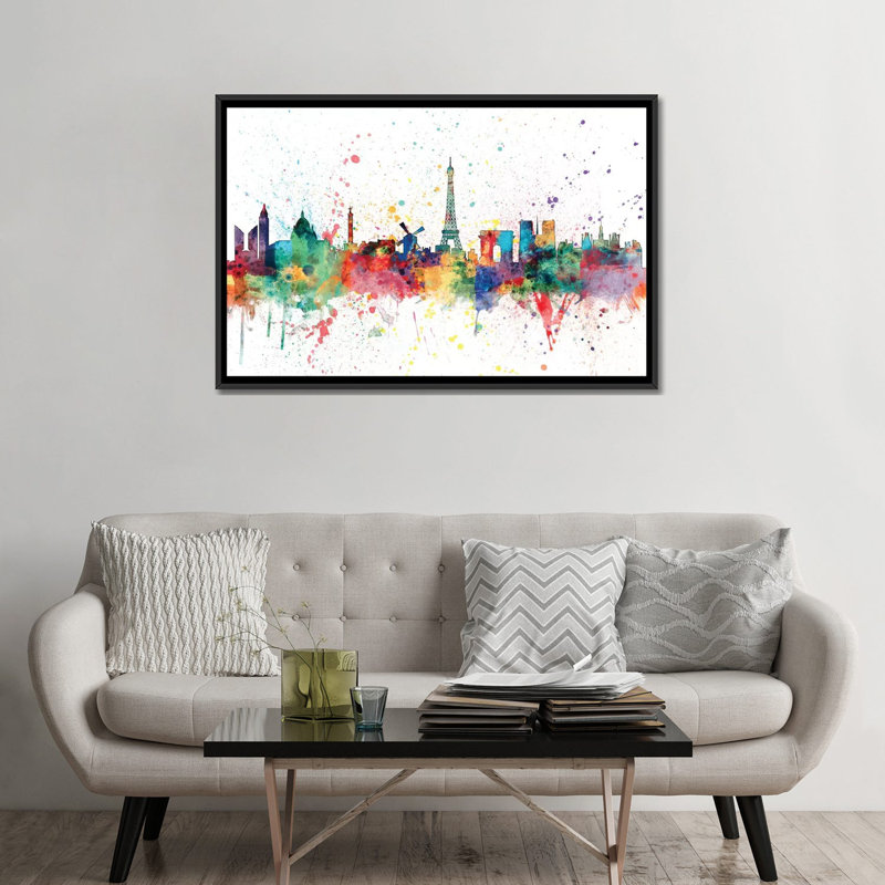 Série d’horizons en arc-en-ciel : paris, france, reproduction d’art sur toile tendue, H 40 po x l 60 po x P 1,5 po