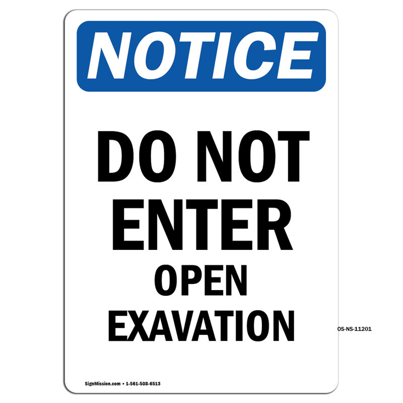 Do Not Enter Open Excavation Decal 5" X 3.5"