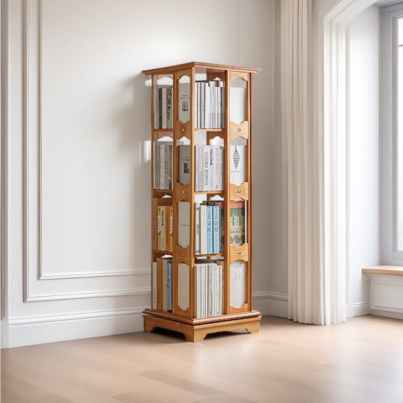 Bibliothèque tournante en bois massif, H 57,87 po x l 17,72 po x P 17,72 po