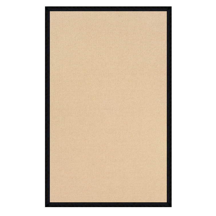 Nannette Handmade Light Beige Berber with Black Faux Leather Border Area Rug