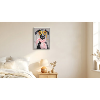 Art mural de vacances de style chien, toile de coton avec cadre en polyester, matériaux de haute qualité pour le salon et la chambre à coucher, quincaillerie préinstallée, pour les proches