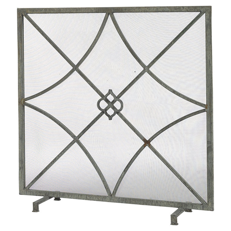 Boxwoods Bifold Iron Fireplace Screen, Deep Ocean