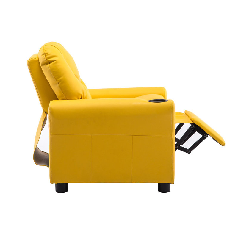 Crooms Kids Recliner Chair with Cup Holder, Yellow