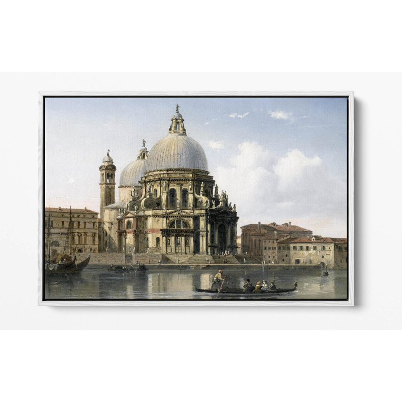 Santa Maria della Salute, Venice by Carlo Bossoli Canvas Floater Framed Wall Art | Italian Architectural Canvas Print – White Frame