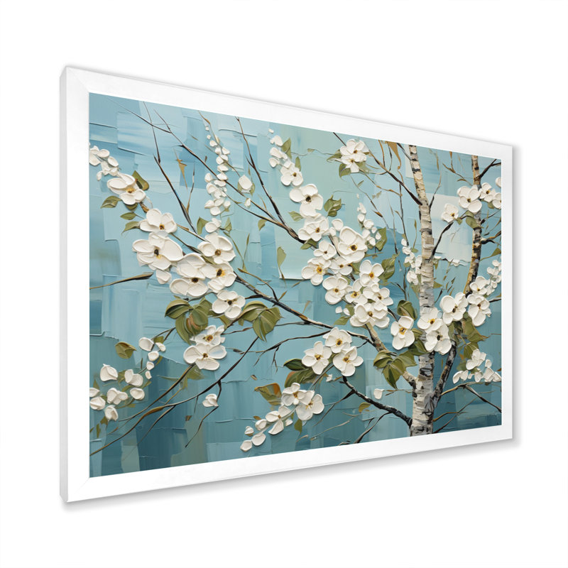 " Birch Woods Whispering Winds I ", White Picture Framed, 24" H x 32" W x 1" D