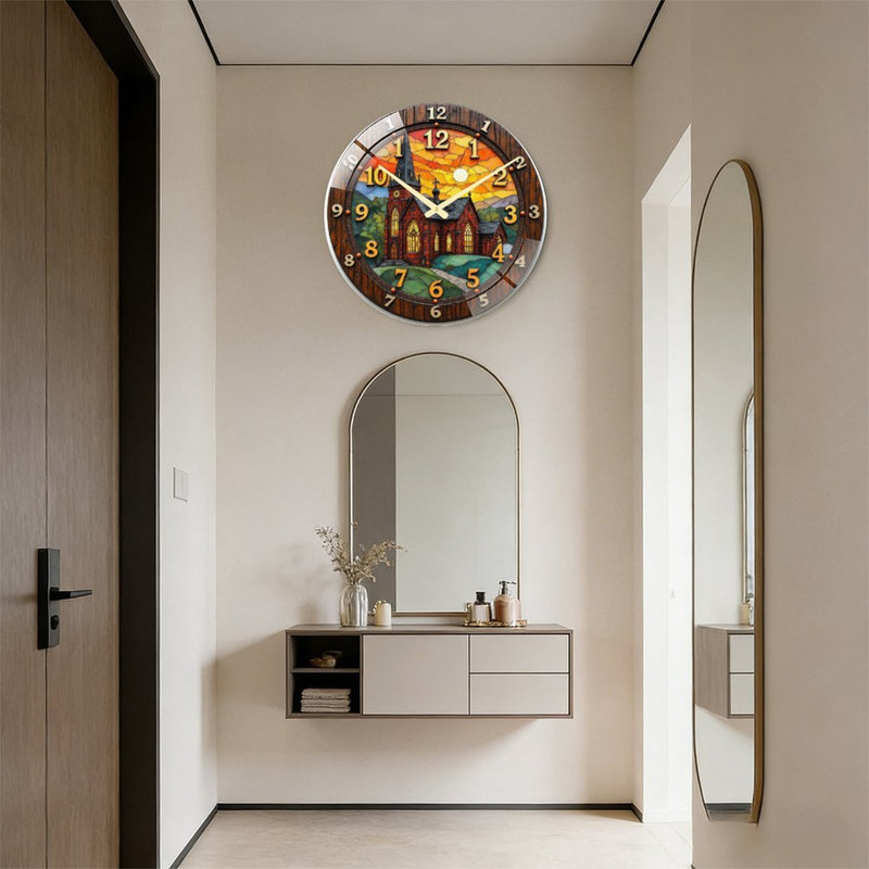 Horloge murale en verre teinté, horloge murale 24 po