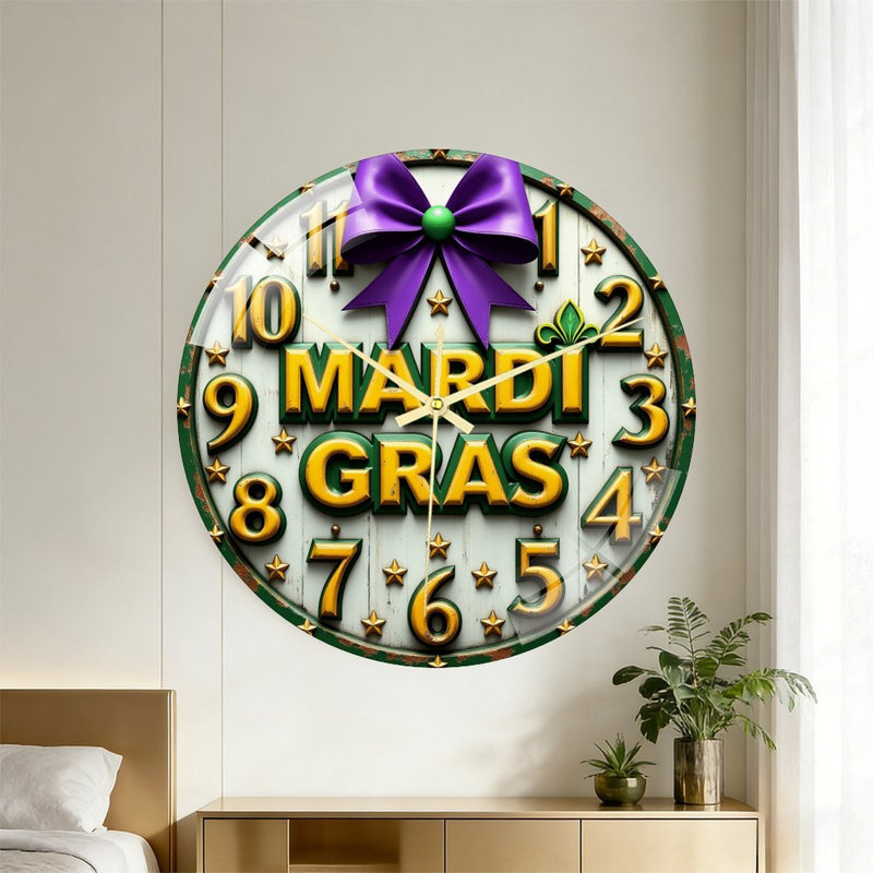 Horloge murale 16 po Mardi Gras