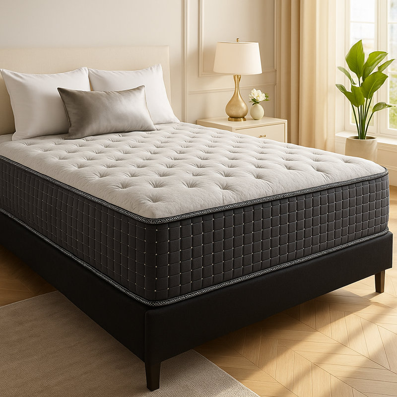 Mykel 14-Inch Luxury Foam Encased Mattress, Pocket Coil Springs for Motion Isolation, Queen, No Box Spring, Medium Firm