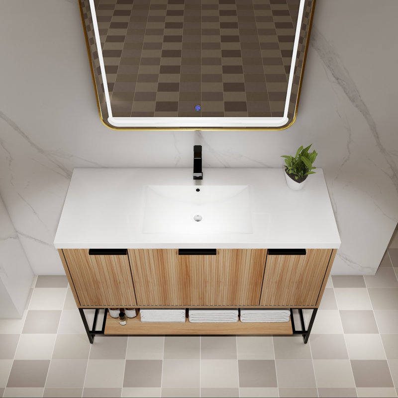 Meuble-lavabo 48 po en résine, Naturel