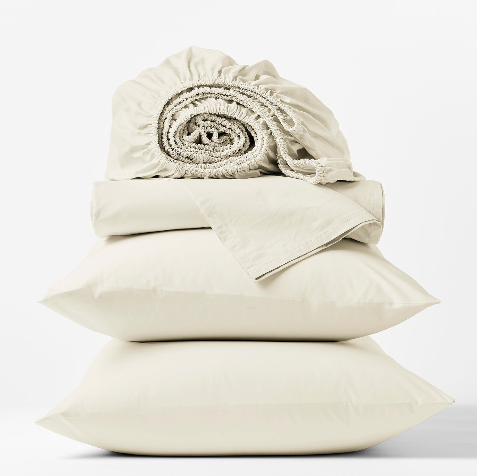 Refined Organic Percale Sheet Set, California King Sheet Set with 2 Pillowcases, Undyed
